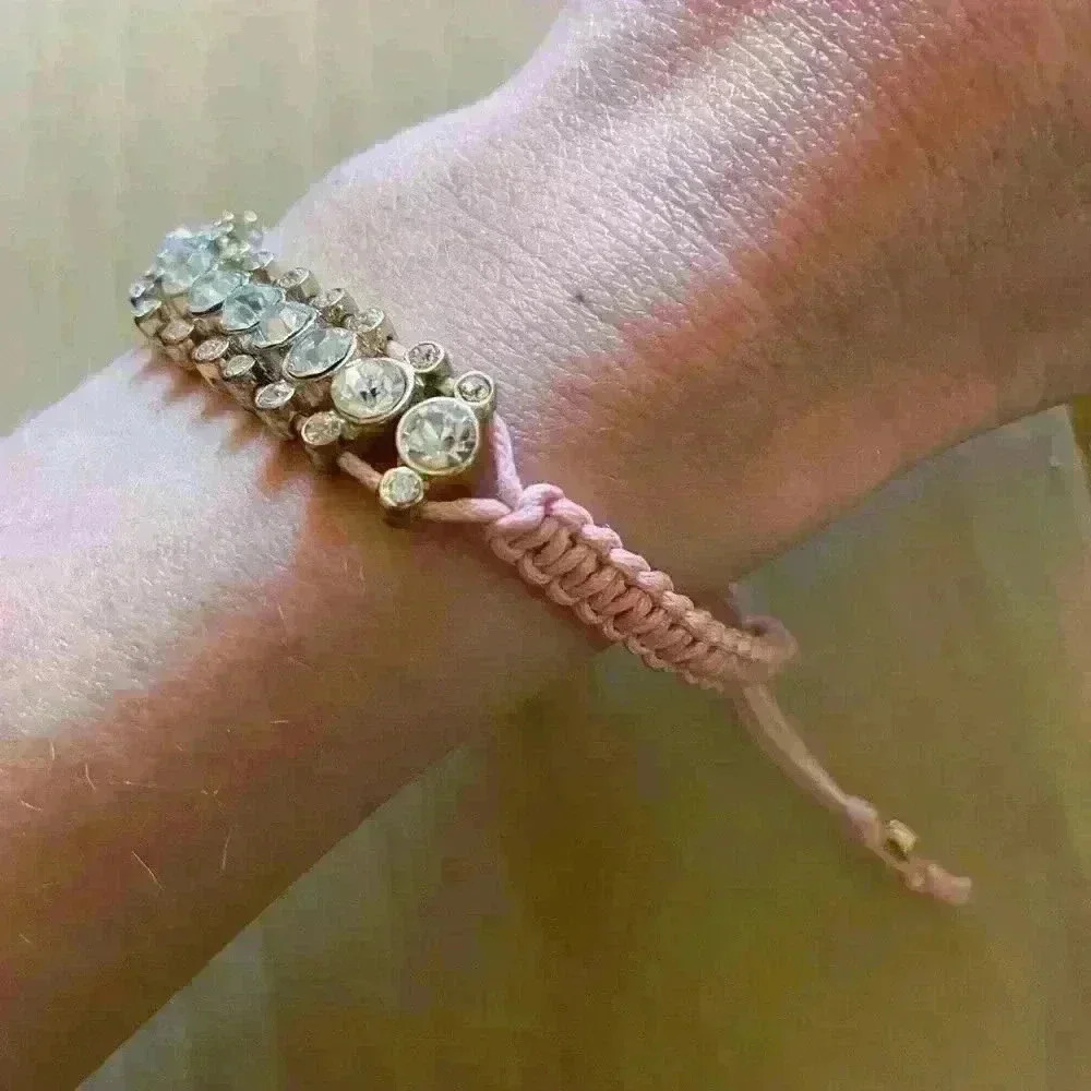 diamond strand on pink ties bracelet - Picture 8 of 9